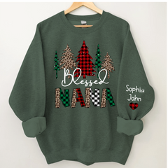 Lofaris Christmas Trees Blessed Nana Mimi Grandma Custom Name CTH01 Sweatshirt