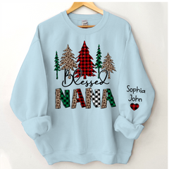 Lofaris Christmas Trees Blessed Nana Mimi Grandma Custom Name CTH01 Sweatshirt