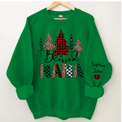 Lofaris Christmas Trees Blessed Nana Mimi Grandma Custom Name CTH01 Sweatshirt