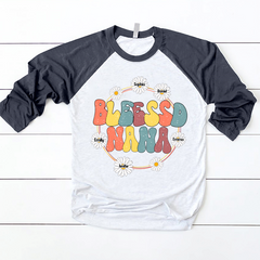 Lofaris Blessed Nana Groovy Floral Custom Baseball Shirt