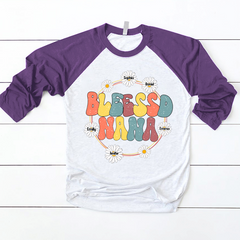 Lofaris Blessed Nana Groovy Floral Custom Baseball Shirt