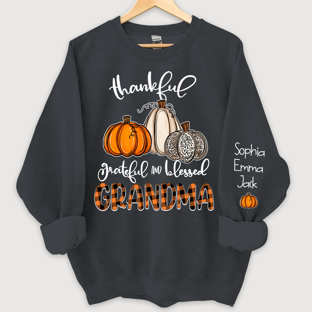 Lofaris Blessed Thankful Grateful Grandma Custom Sweatshirt