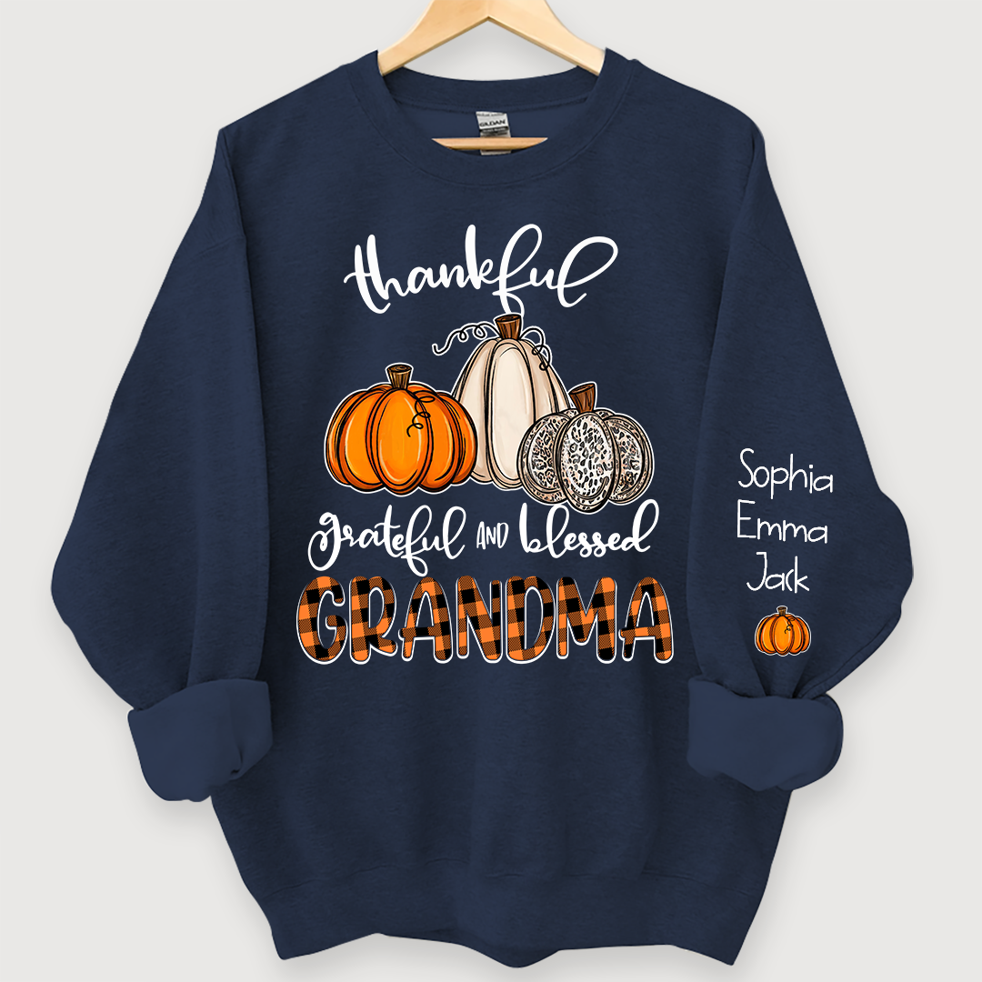 Lofaris Blessed Thankful Grateful Grandma Custom Sweatshirt