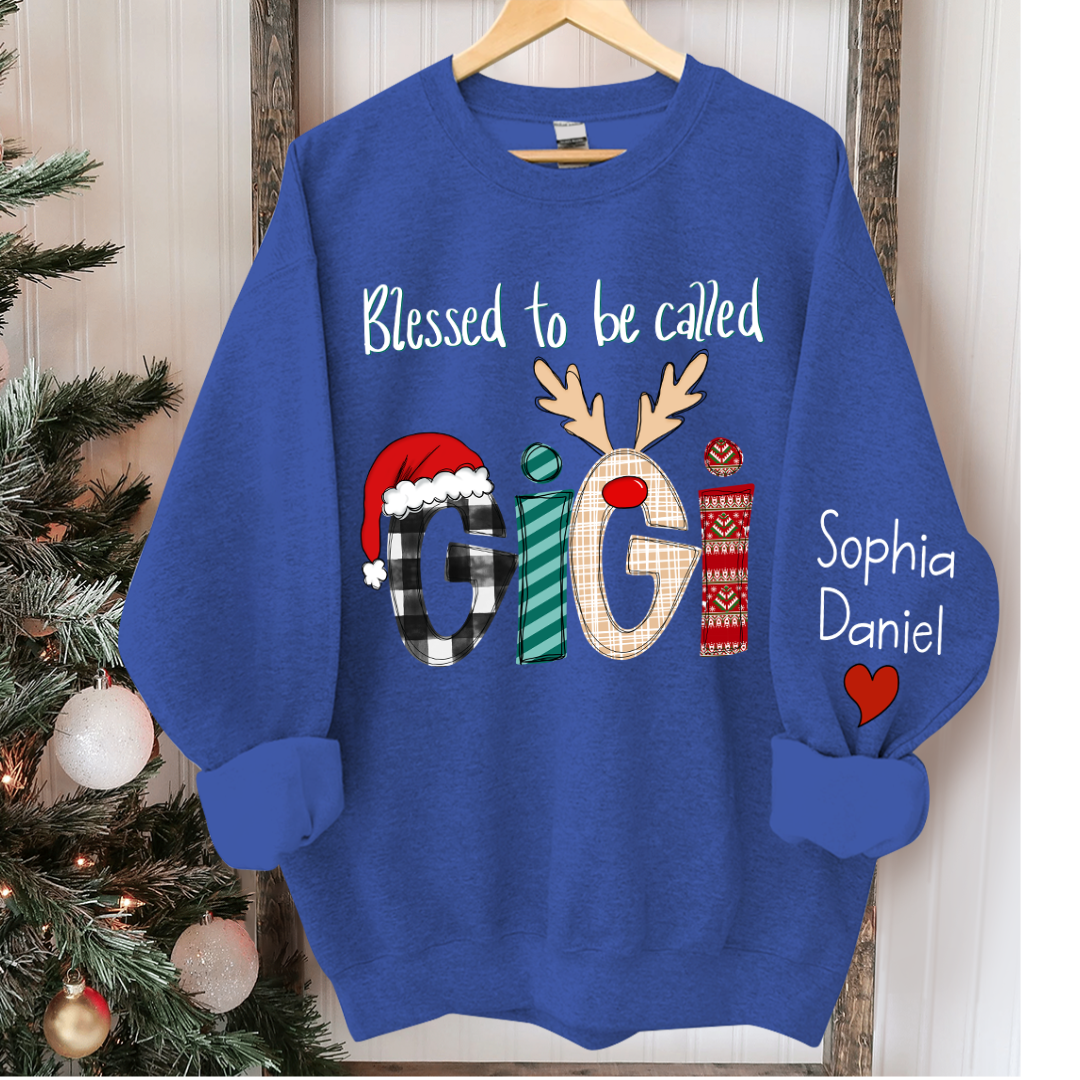 Lofaris Blessed To Be Called Gigi And Kids Christmas Custom Name CTH01 Sweatshirt