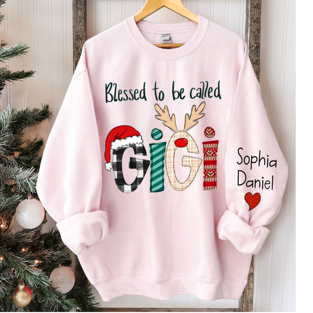 Lofaris Blessed To Be Called Gigi And Kids Christmas Custom Name CTH01 Sweatshirt