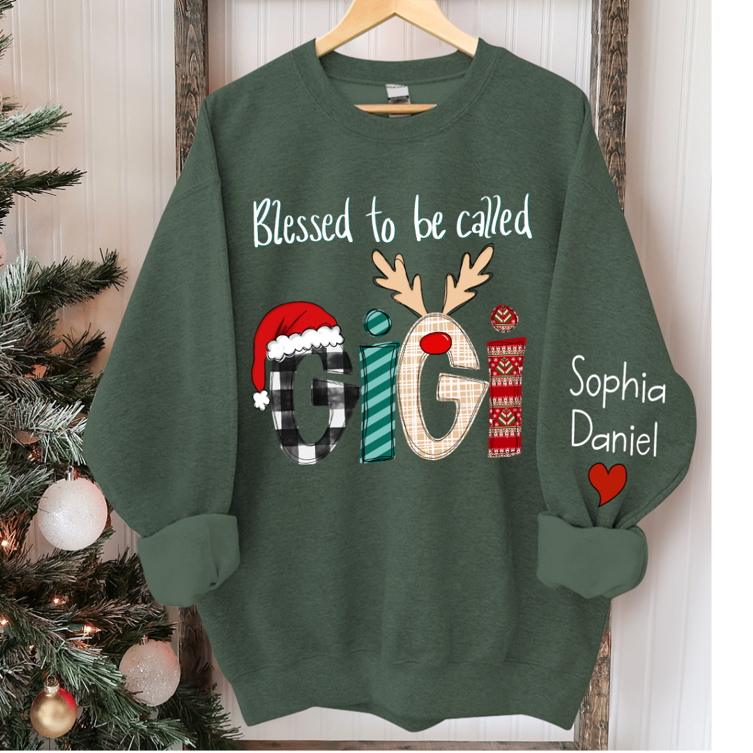 Lofaris Blessed To Be Called Gigi And Kids Christmas Custom Name CTH01 Sweatshirt