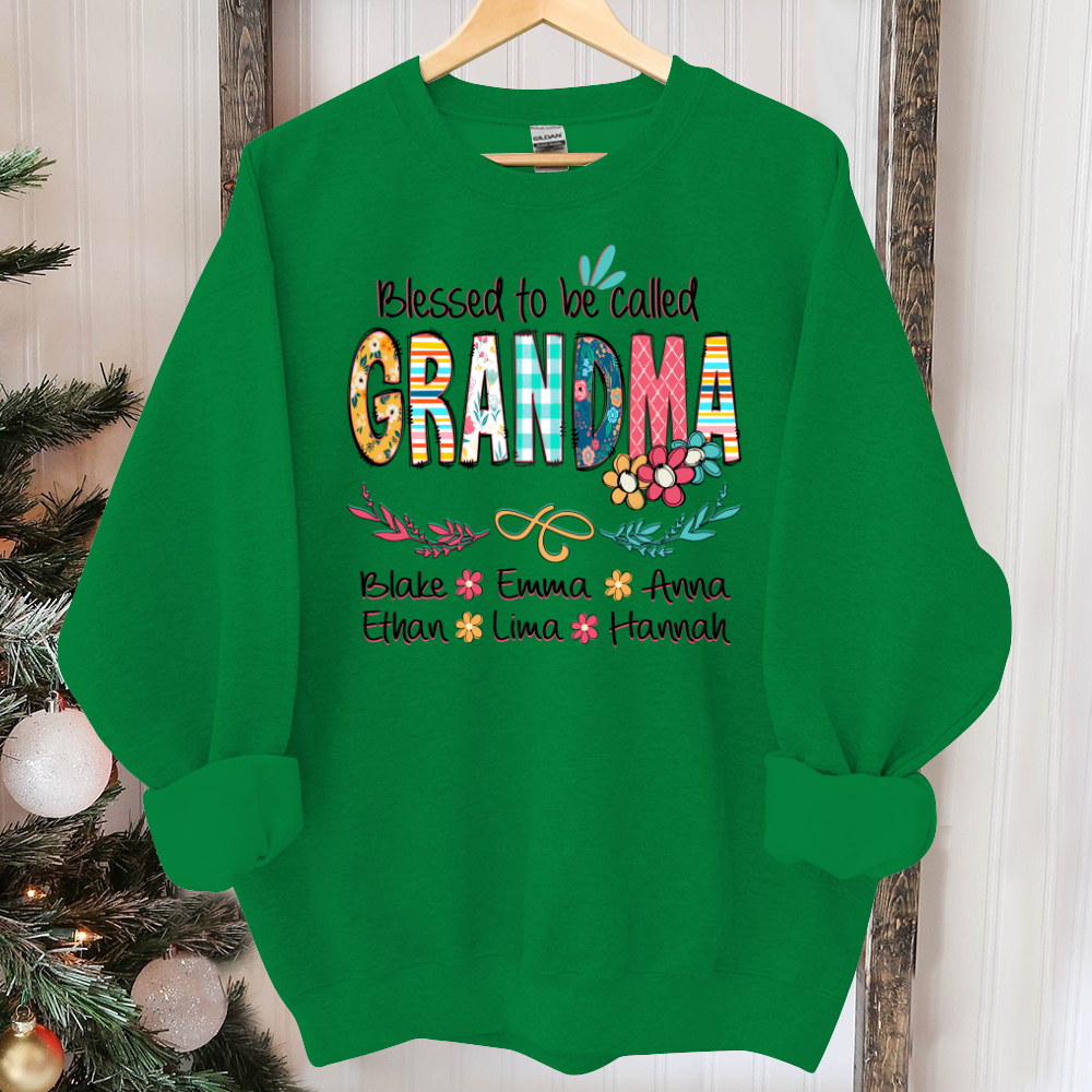Lofaris Blessed To Be Called Grandma And Kids Art Flower Sweatshirt