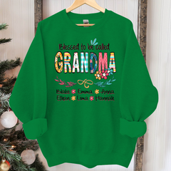 Lofaris Blessed To Be Called Grandma And Kids Art Flower Sweatshirt