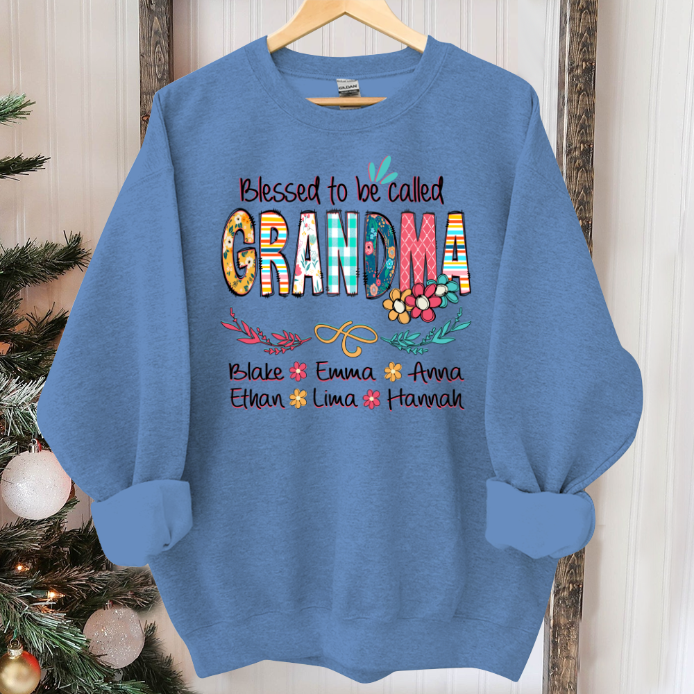 Lofaris Blessed To Be Called Grandma And Kids Art Flower Sweatshirt