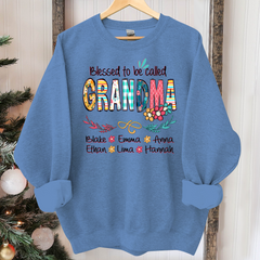 Lofaris Blessed To Be Called Grandma And Kids Art Flower Sweatshirt