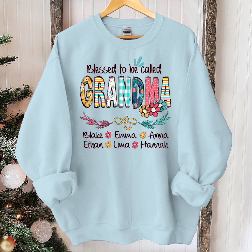 Lofaris Blessed To Be Called Grandma And Kids Art Flower Sweatshirt