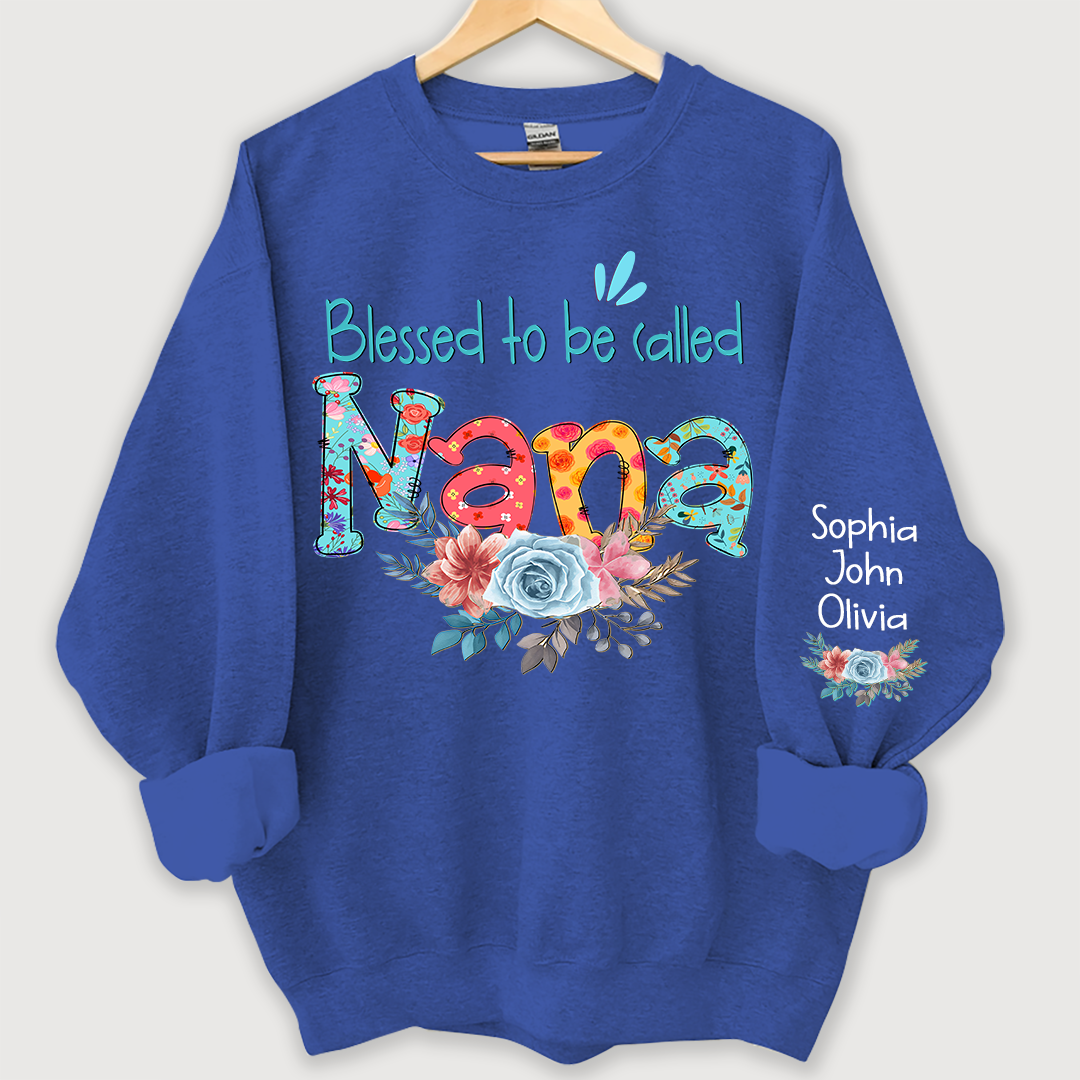 Lofaris Blessed to be called Nana Foral And Grandkids Sweatshirt