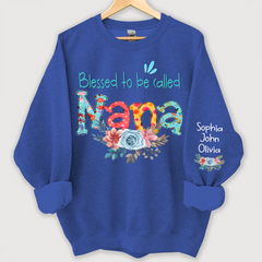 Lofaris Blessed to be called Nana Foral And Grandkids Sweatshirt