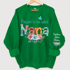 Lofaris Blessed to be called Nana Foral And Grandkids Sweatshirt