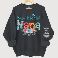 Lofaris Blessed to be called Nana Foral And Grandkids Sweatshirt
