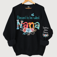 Lofaris Blessed to be called Nana Foral And Grandkids Sweatshirt