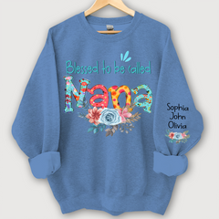 Lofaris Blessed to be called Nana Foral And Grandkids Sweatshirt