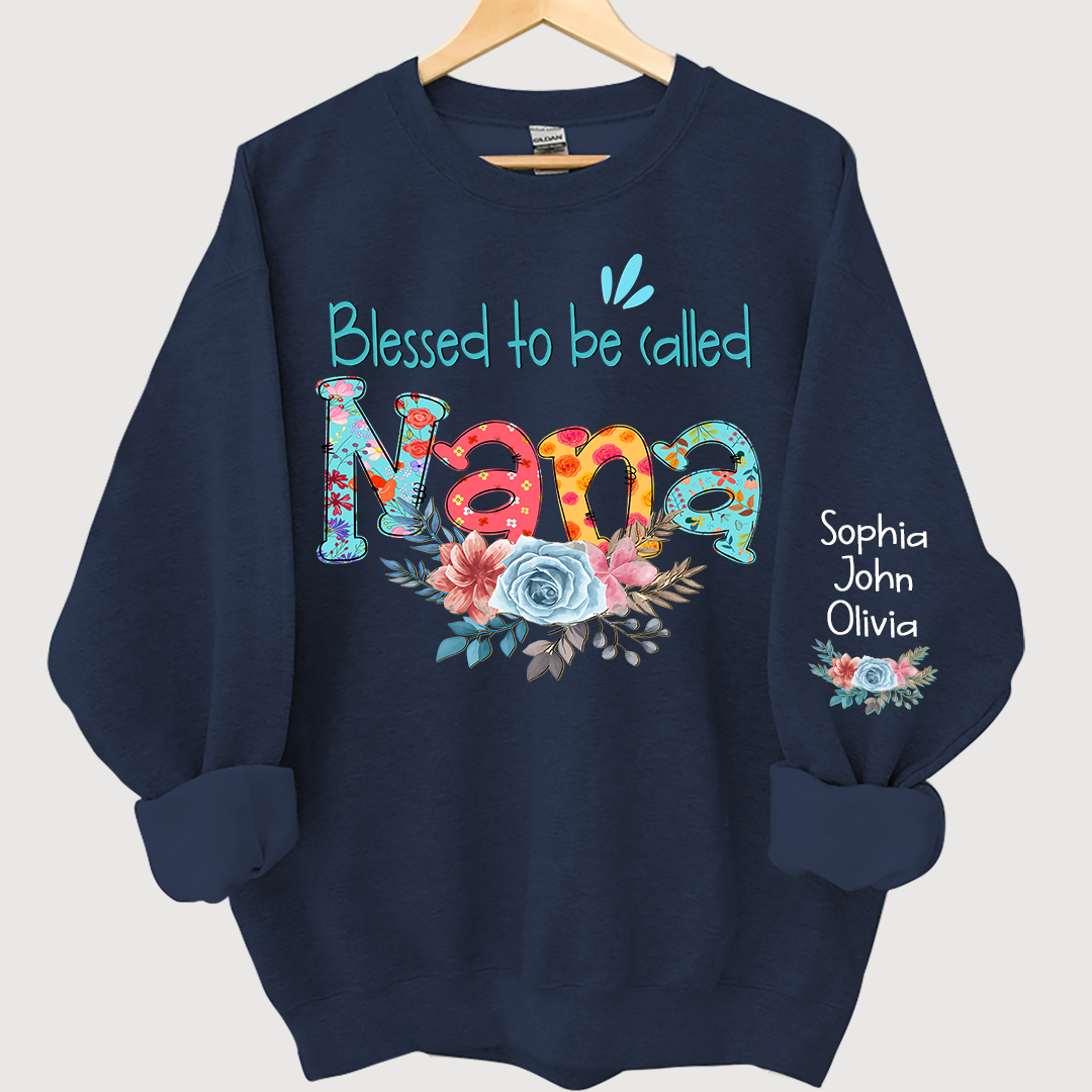 Lofaris Blessed to be called Nana Foral And Grandkids Sweatshirt