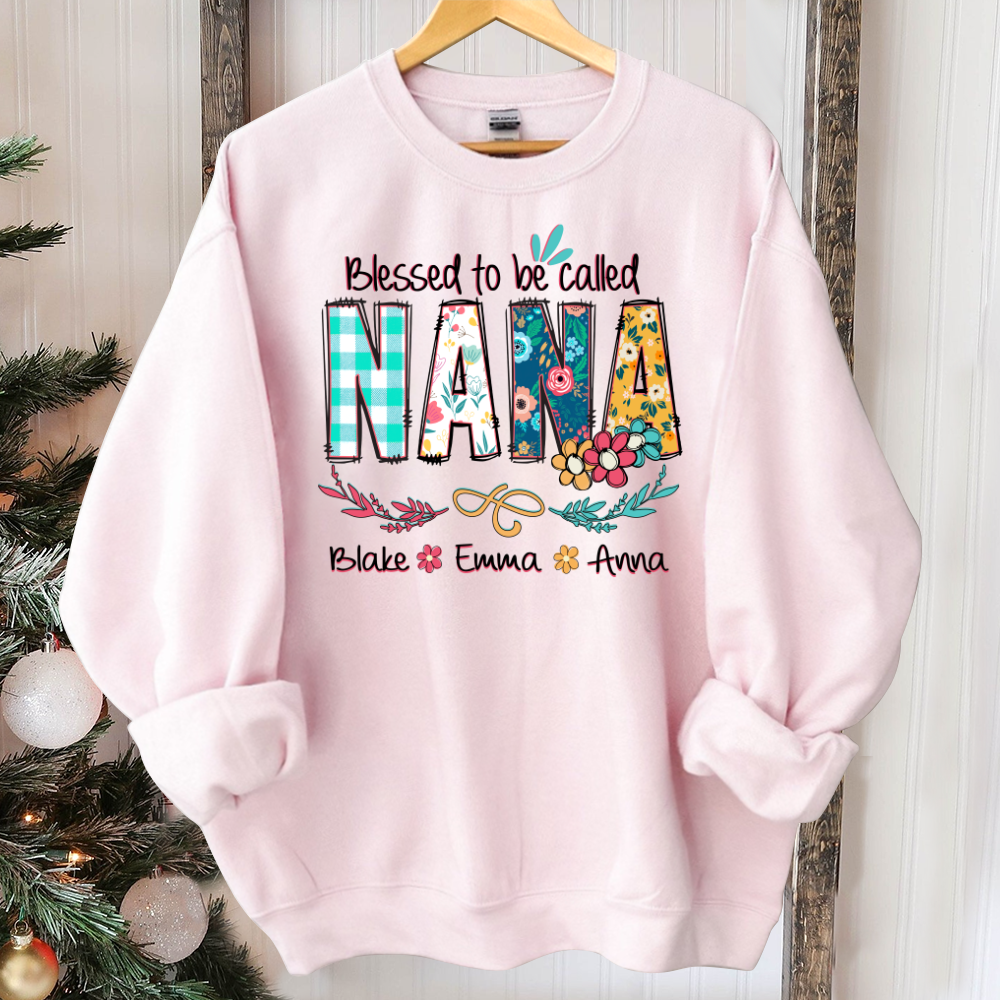 Lofaris Blessed To Be Called Nana And Kids Art Flower Sweatshirt
