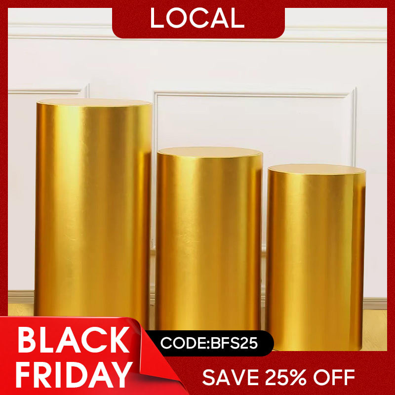 Lofaris (7 Day Delivery) Bling Dark Glod Stretchy Spandex Fabric Plinth Cylinder Cover