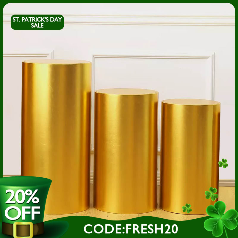 Lofaris (7 Day Delivery) Bling Dark Glod Stretchy Spandex Fabric Plinth Cylinder Cover