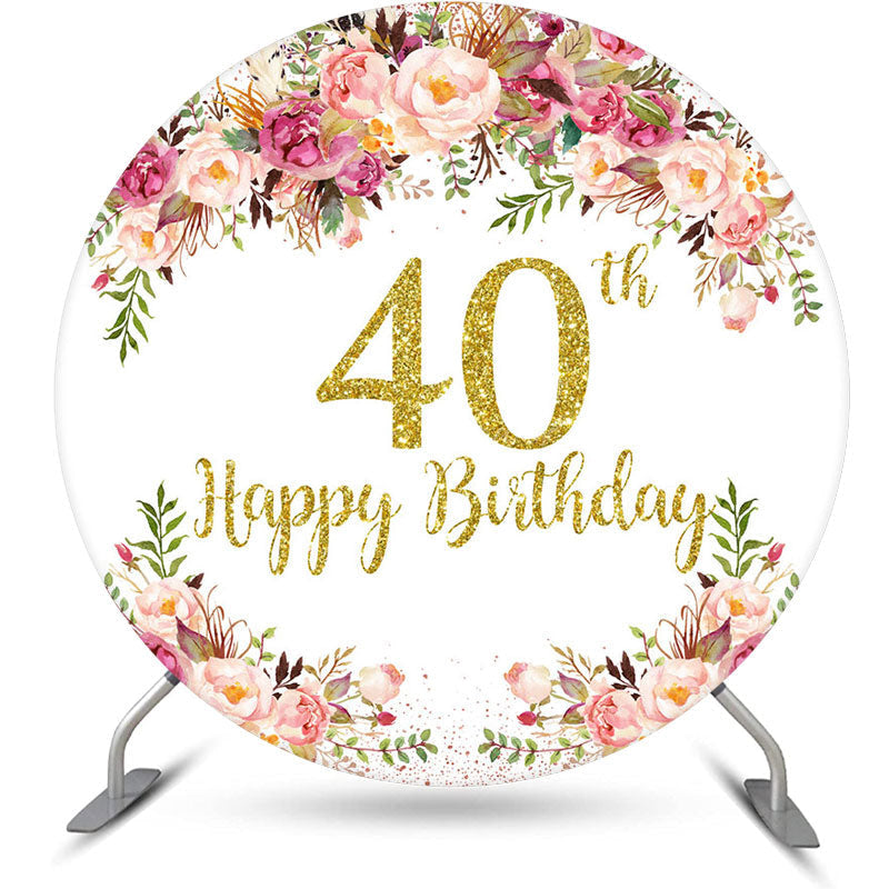 Lofaris Blooming Flowers Women Round 40th Birthday Backdrop
