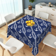 Lofaris Blue Anchor Steering Rope Sailing Square Tablecloth