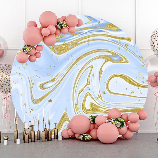 Lofaris Blue And Golden Abstract Round Birthday Backdrop