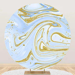 Lofaris Blue And Golden Abstract Round Birthday Backdrop