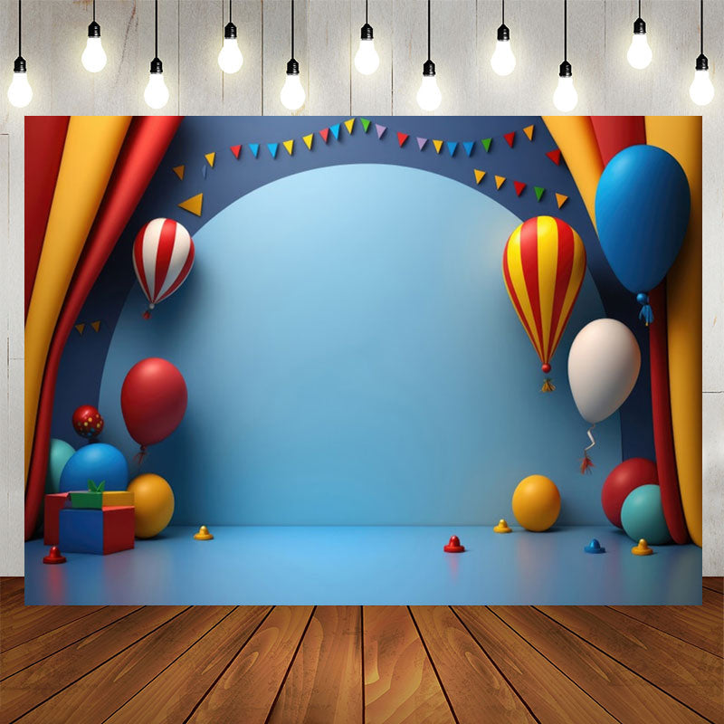 Lofaris Blue Balloons Curtain 1st Birthday Backdrop For Kits