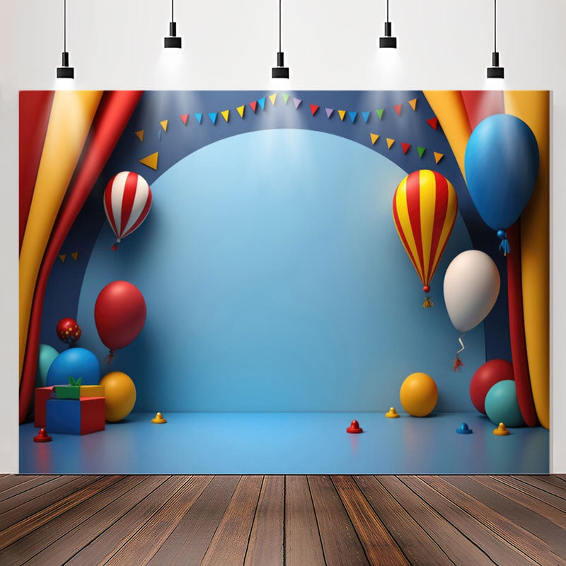 Lofaris Blue Balloons Curtain 1st Birthday Backdrop For Kits