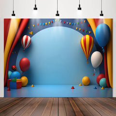 Lofaris Blue Balloons Curtain 1st Birthday Backdrop For Kits