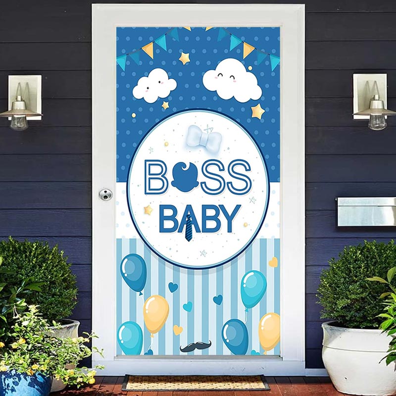 Lofaris Blue Balloons Spots Boss Baby Shower Door Cover
