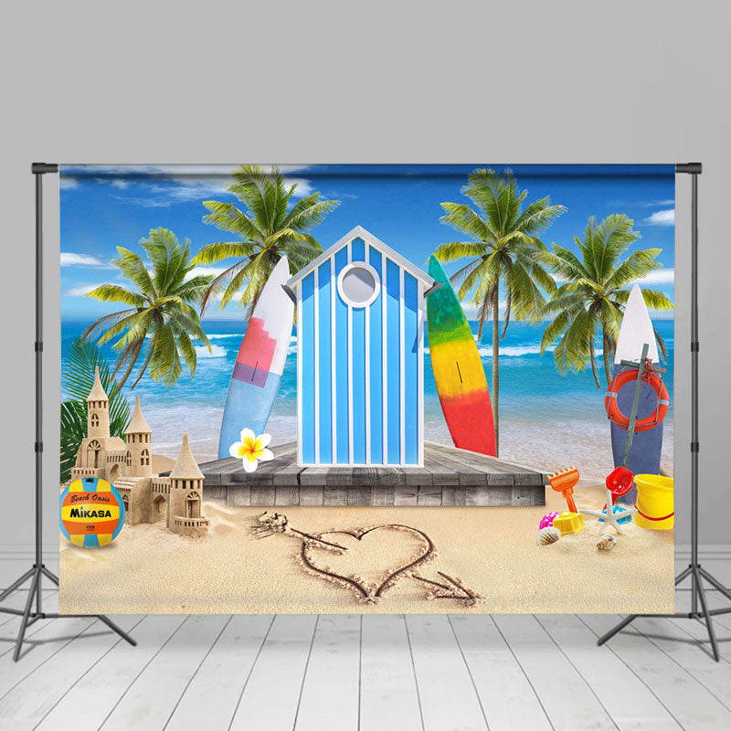 Lofaris Blue Beach House Coconut Palm Summer Backdrop