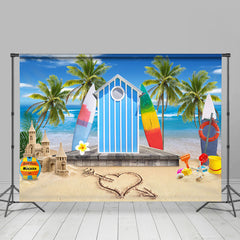 Lofaris Blue Beach House Coconut Palm Summer Backdrop