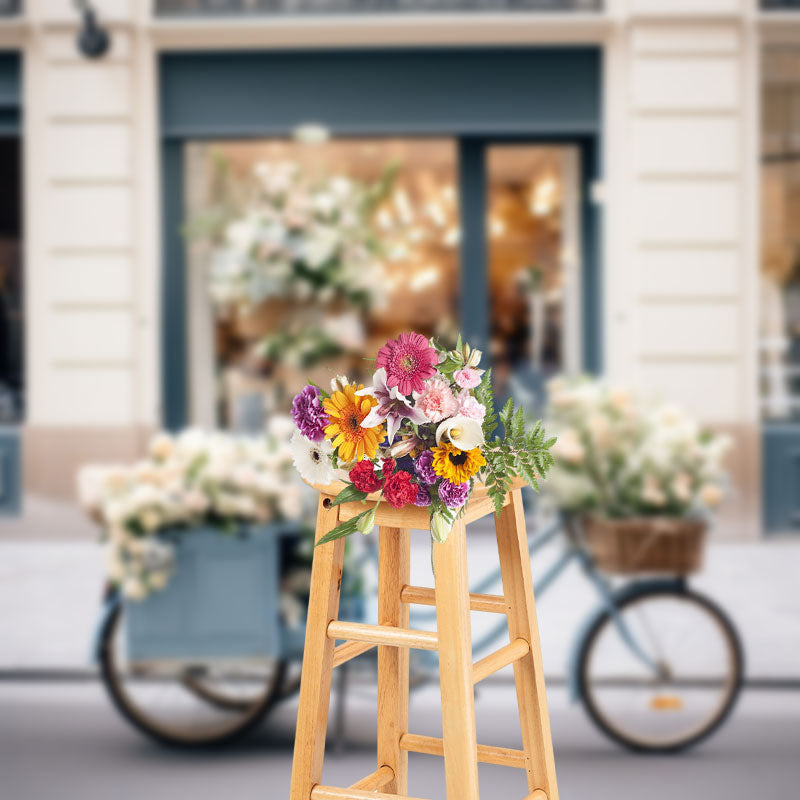 Lofaris Blue Bicycle Florist Spring Photography Backdrop