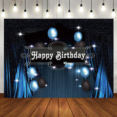 Lofaris Blue Black Balloon Curtain Happy Birthday Backdrop