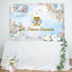 Lofaris Blue Boho Dried Floral Balloons Batpism Backdrop