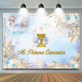 Lofaris Blue Boho Dried Floral Balloons Batpism Backdrop