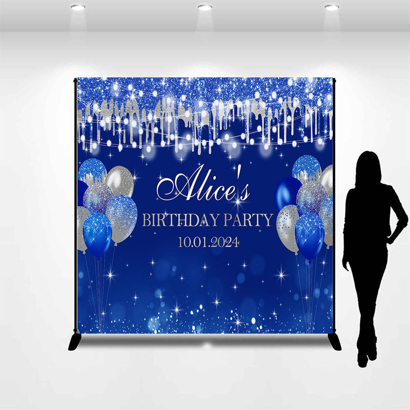 Lofaris Blue Bokeh Glitter Balloon Custom Birthday Backdrop