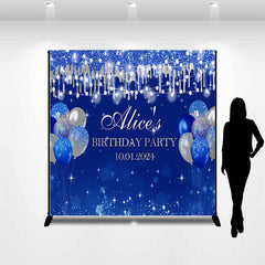 Lofaris Blue Bokeh Glitter Balloon Custom Birthday Backdrop