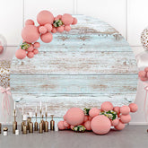 Lofaris Blue Brown Faded Wood Artistic Round Party Backdrop