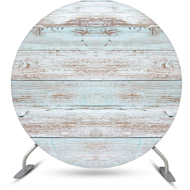 Lofaris Blue Brown Faded Wood Artistic Round Party Backdrop