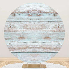 Lofaris Blue Brown Faded Wood Artistic Round Party Backdrop