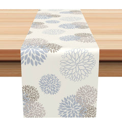 Lofaris Blue Brown Floral Beige Dining Farbic Table Runner