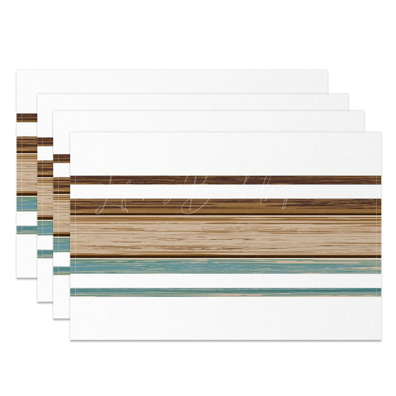 Lofaris Blue Brown Wooden Texture White Set Of 4 Placemats