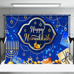 Lofaris Blue Candlestick Gift Happy Hanukkah Day Backdrop