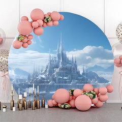 Lofaris Blue Castle Iceland Cloud Round Birthday Backdrop