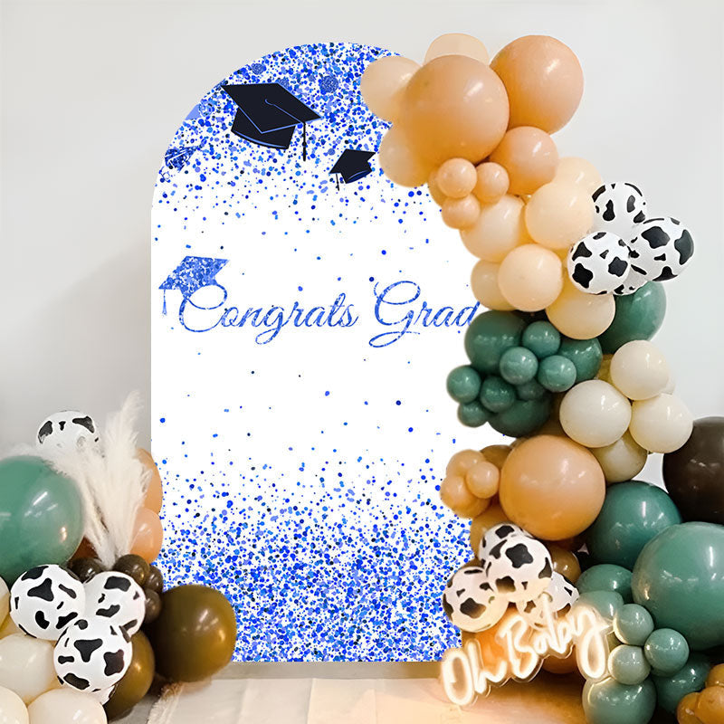 Lofaris Blue Congrats Grad Party Double Sided Arch Backdrop