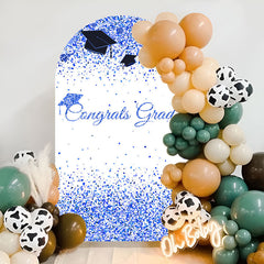 Lofaris Blue Congrats Grad Party Double Sided Arch Backdrop
